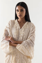 Stitched Embroidered Kaftan + Bottom